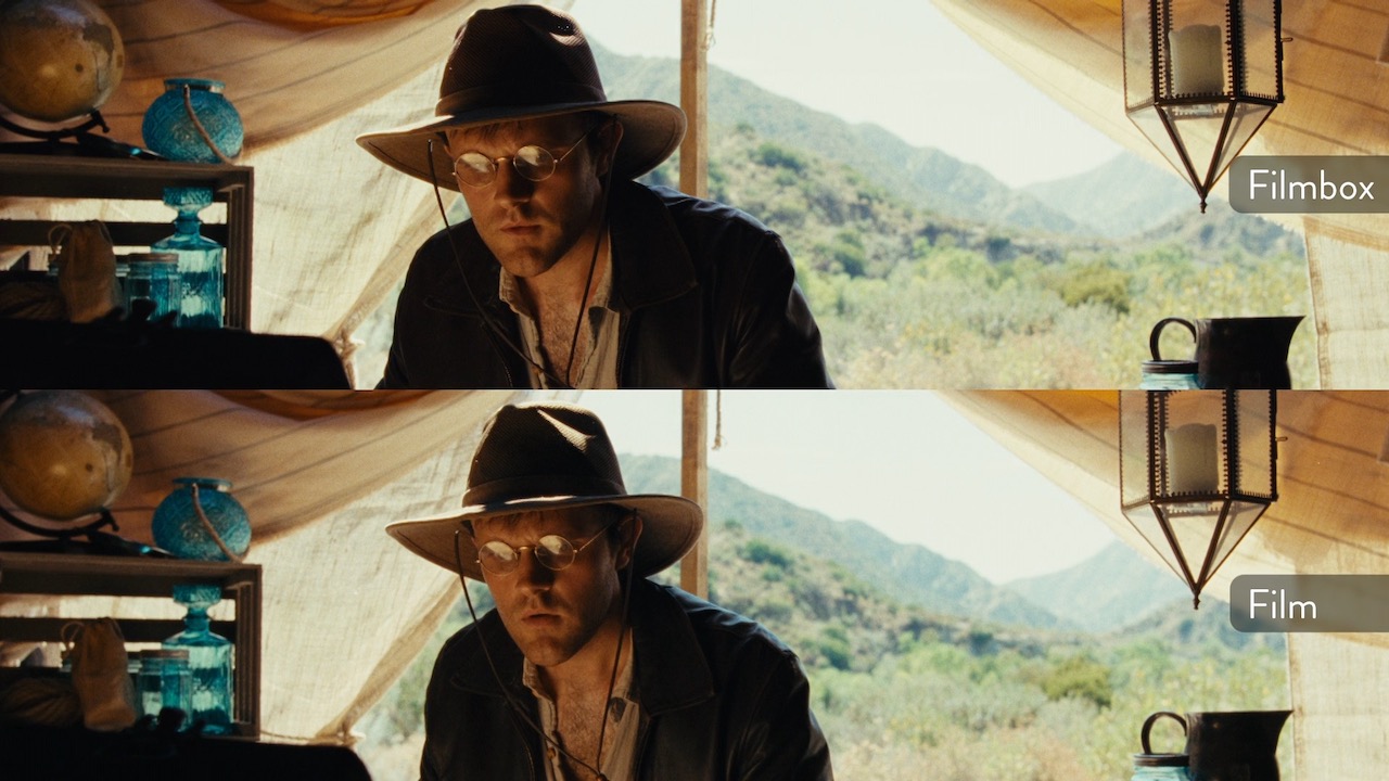 Comparison of Filmbox and actual film