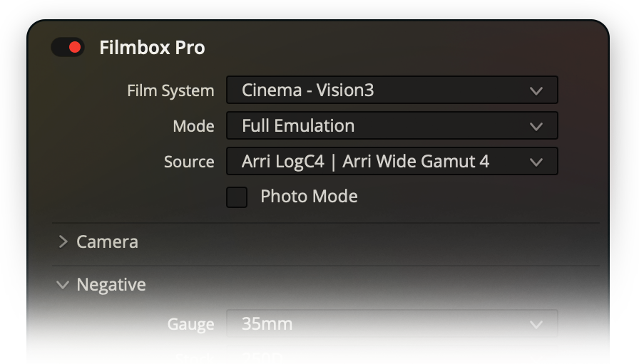Filmbox Pro controls